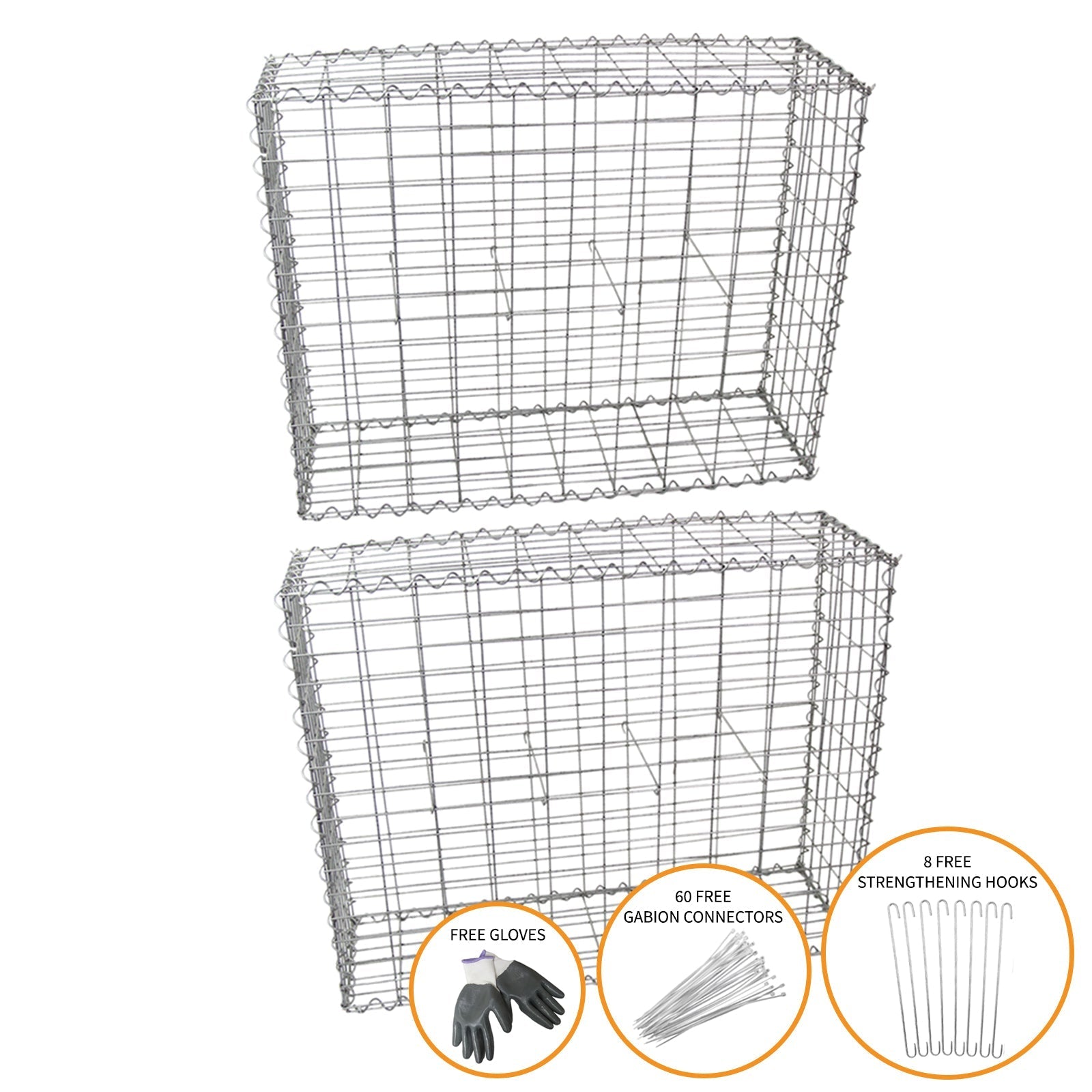Gabion Baskets 100 x 95 x 30 cm – 2-Pack