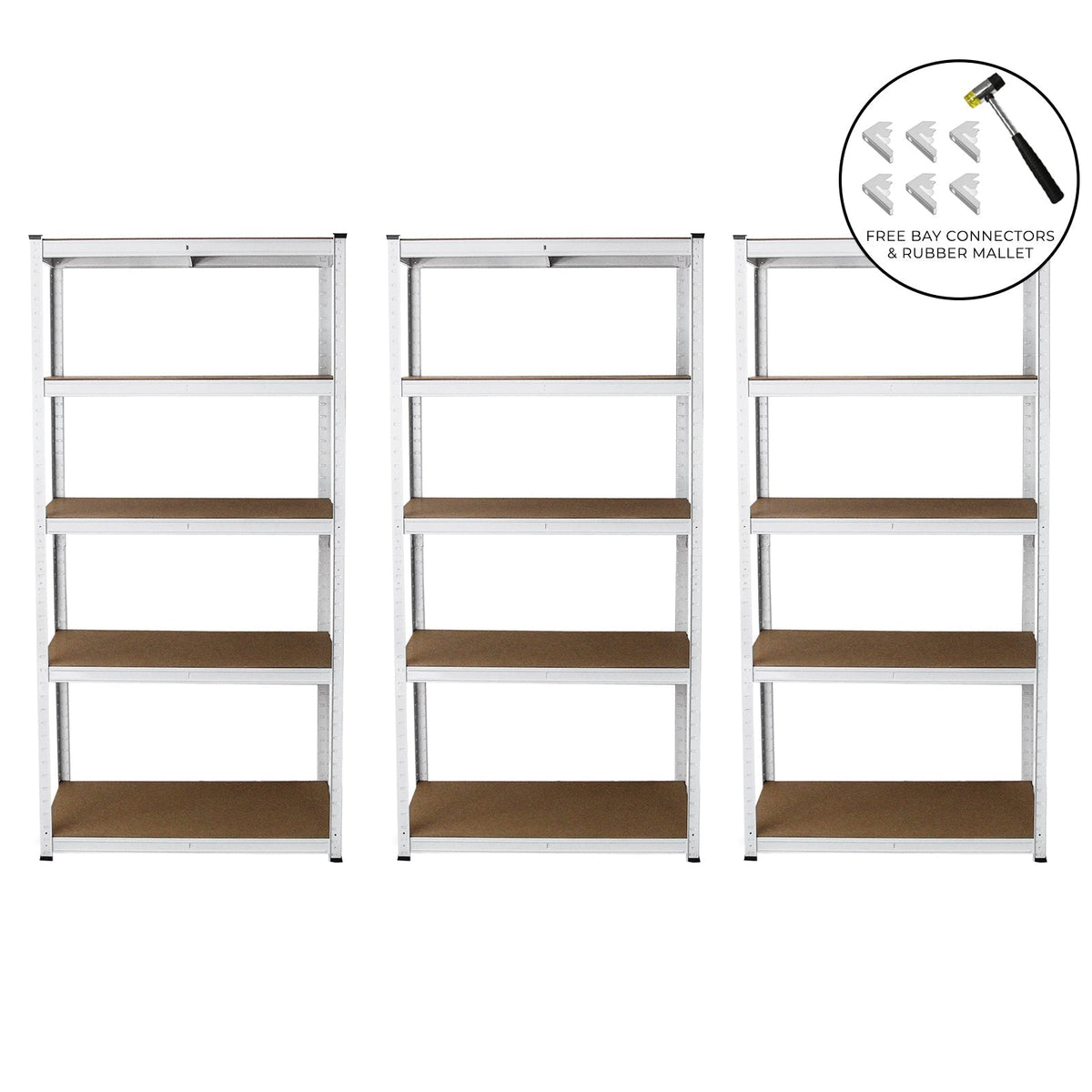 Set of 3 E-Rax White Metal Storage Racking Units