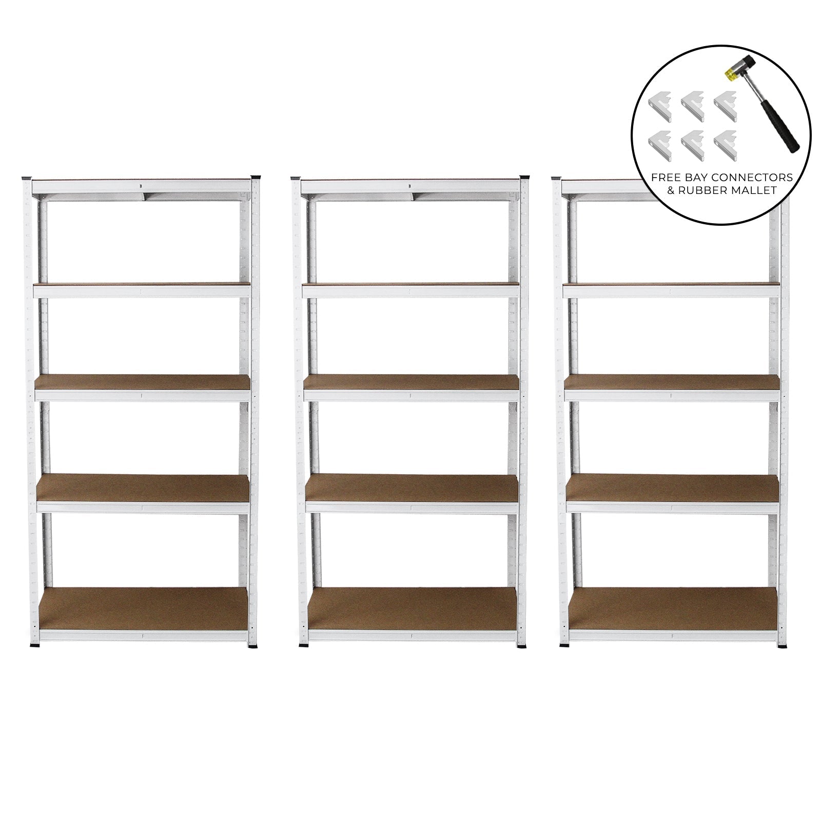 Set of 3 E-Rax White Metal Storage Racking Units