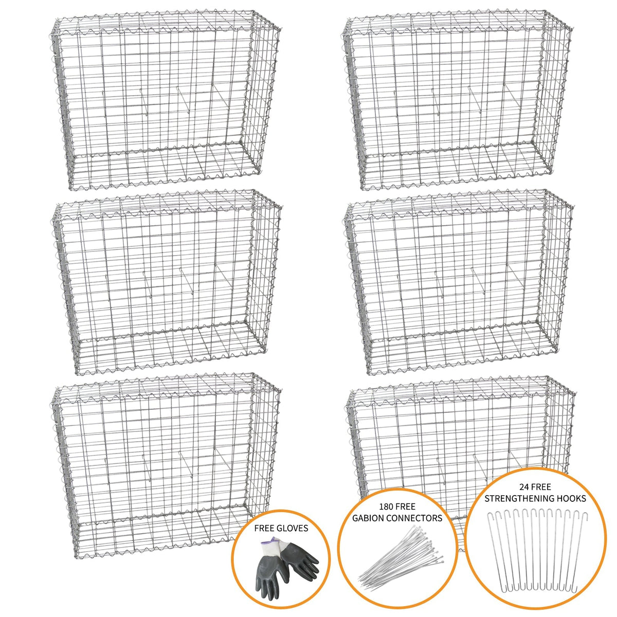 Gabion Baskets 100 x 95 x 30 cm (6-pack)