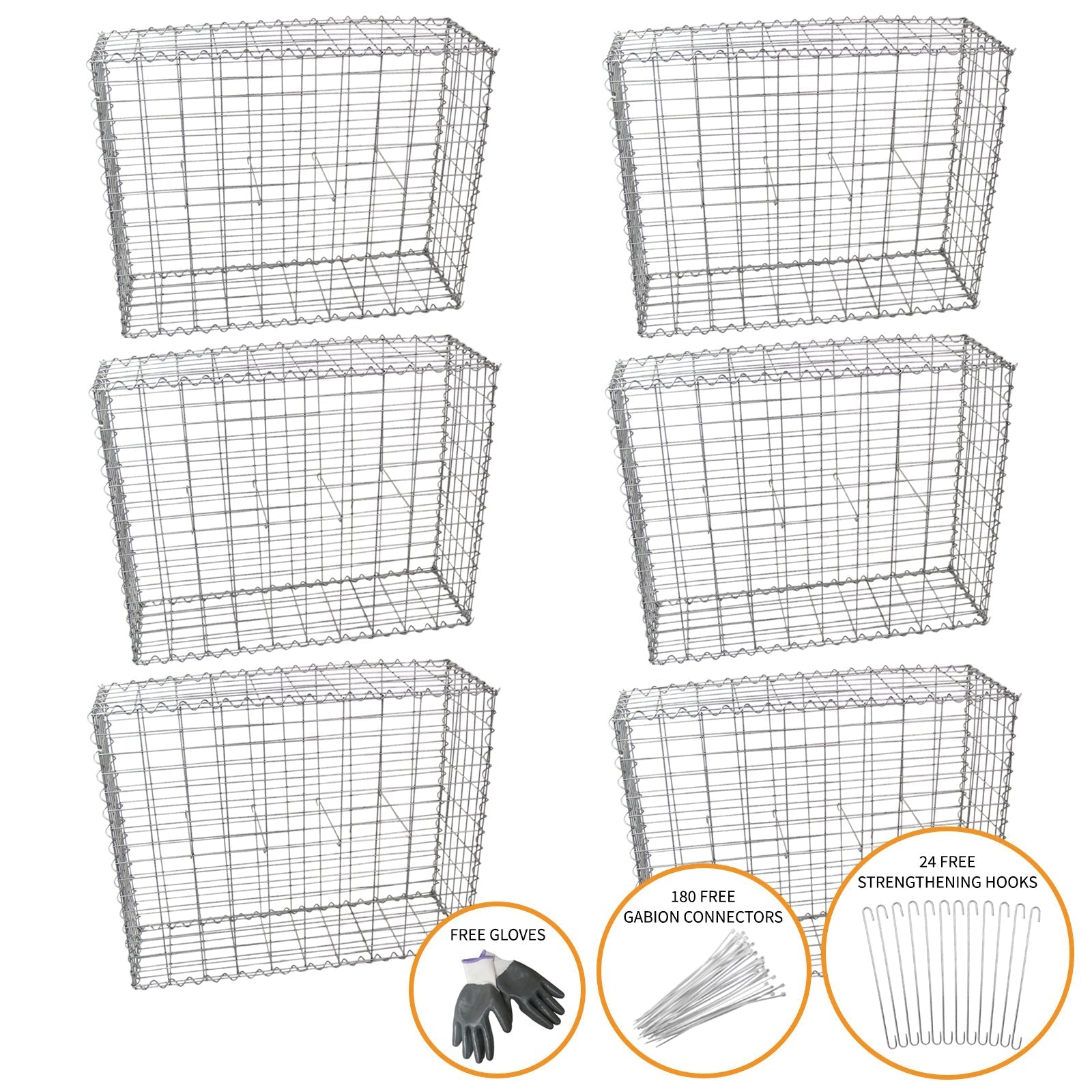 Gabion Baskets 100 x 95 x 30 cm (6-pack)