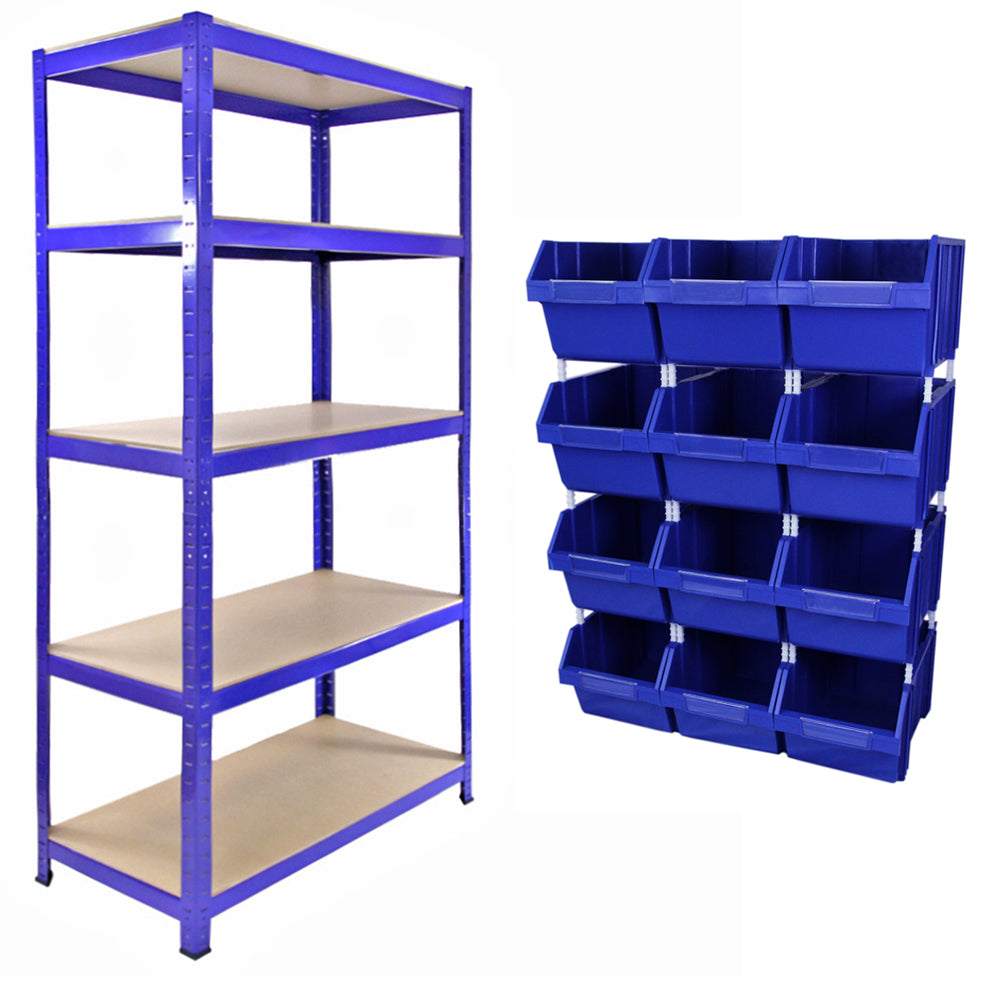 T-RAX Blue 90 cm Storage Cabinet with 12 Quick-Pick Bins