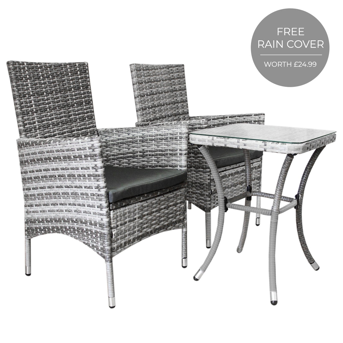 Jardí Rattan Bistro Set - Light Grey