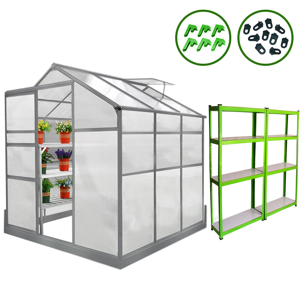 6 ft x 6 ft Greenhouse with Base and Two Water-Resistant Racks