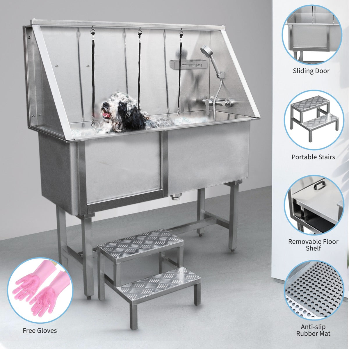 400mm Steel Dog Bath Tub Washing Station