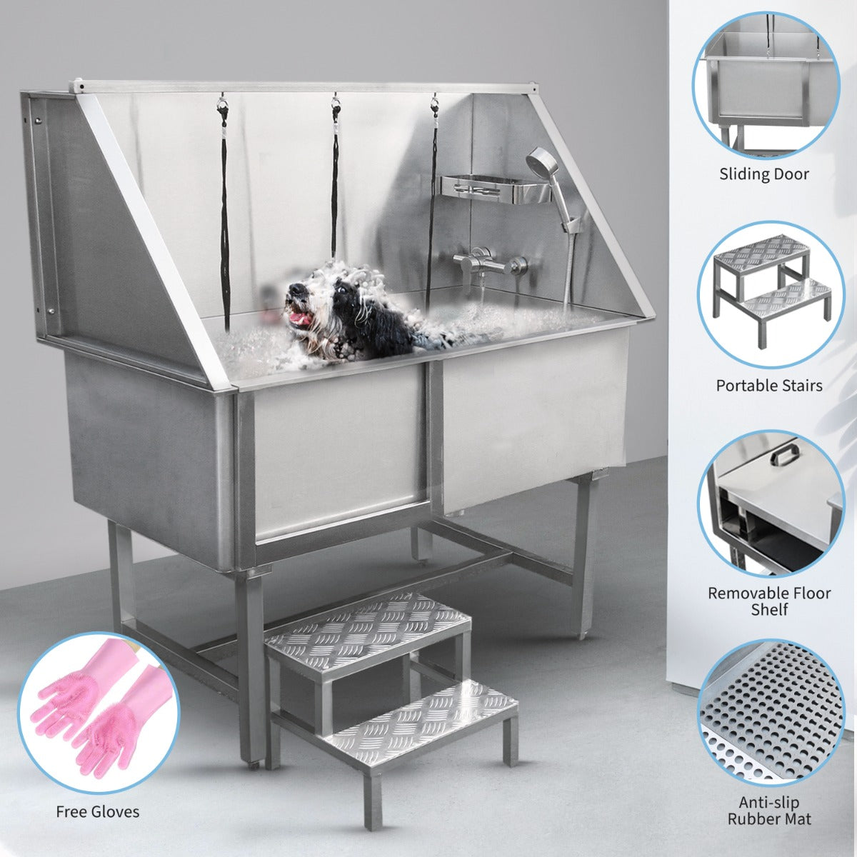 600mm Steel Dog Grooming Bath Station for Pet Washing