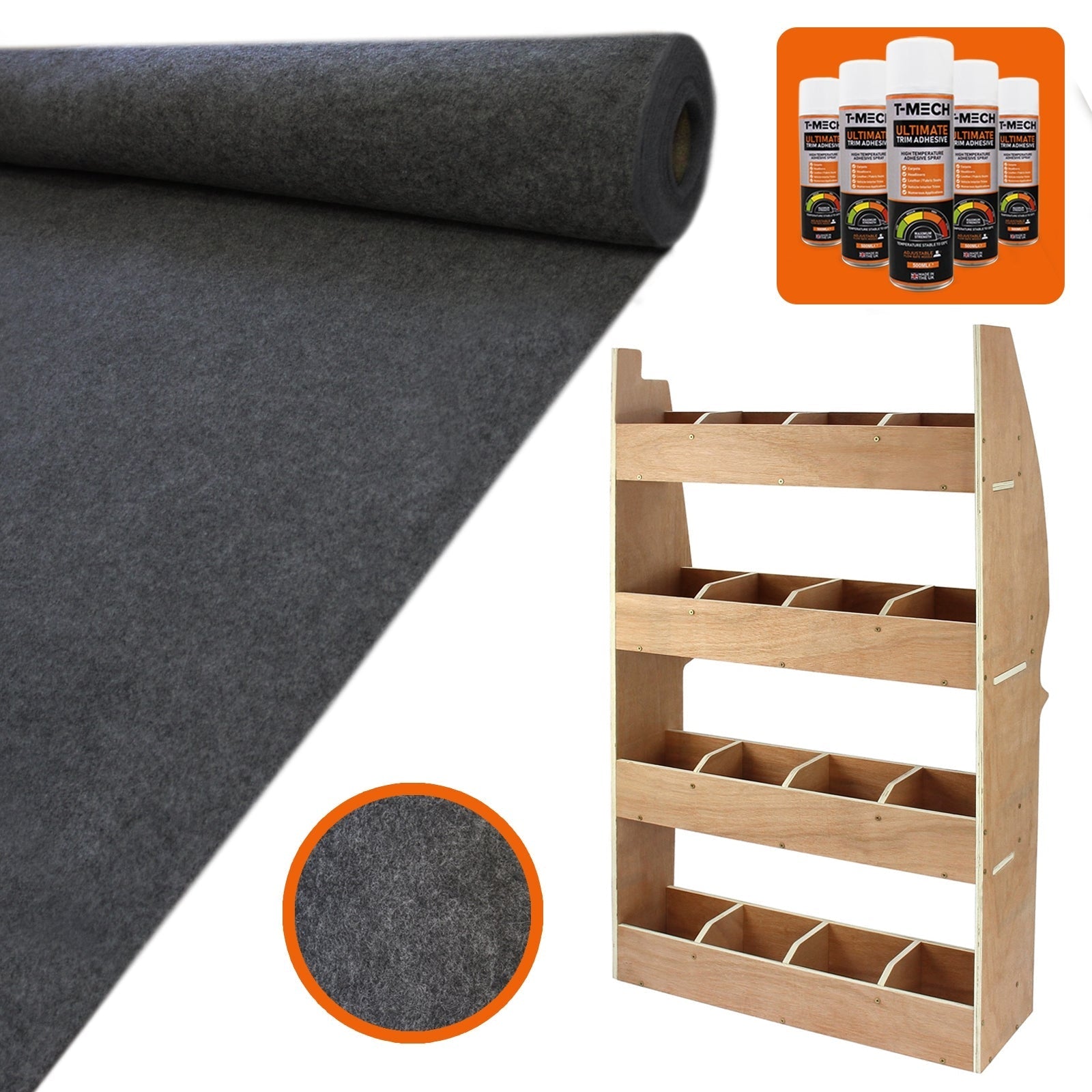 11 m² Anthracite Van Lining Kit with Glue and Citroën Berlingo Rack