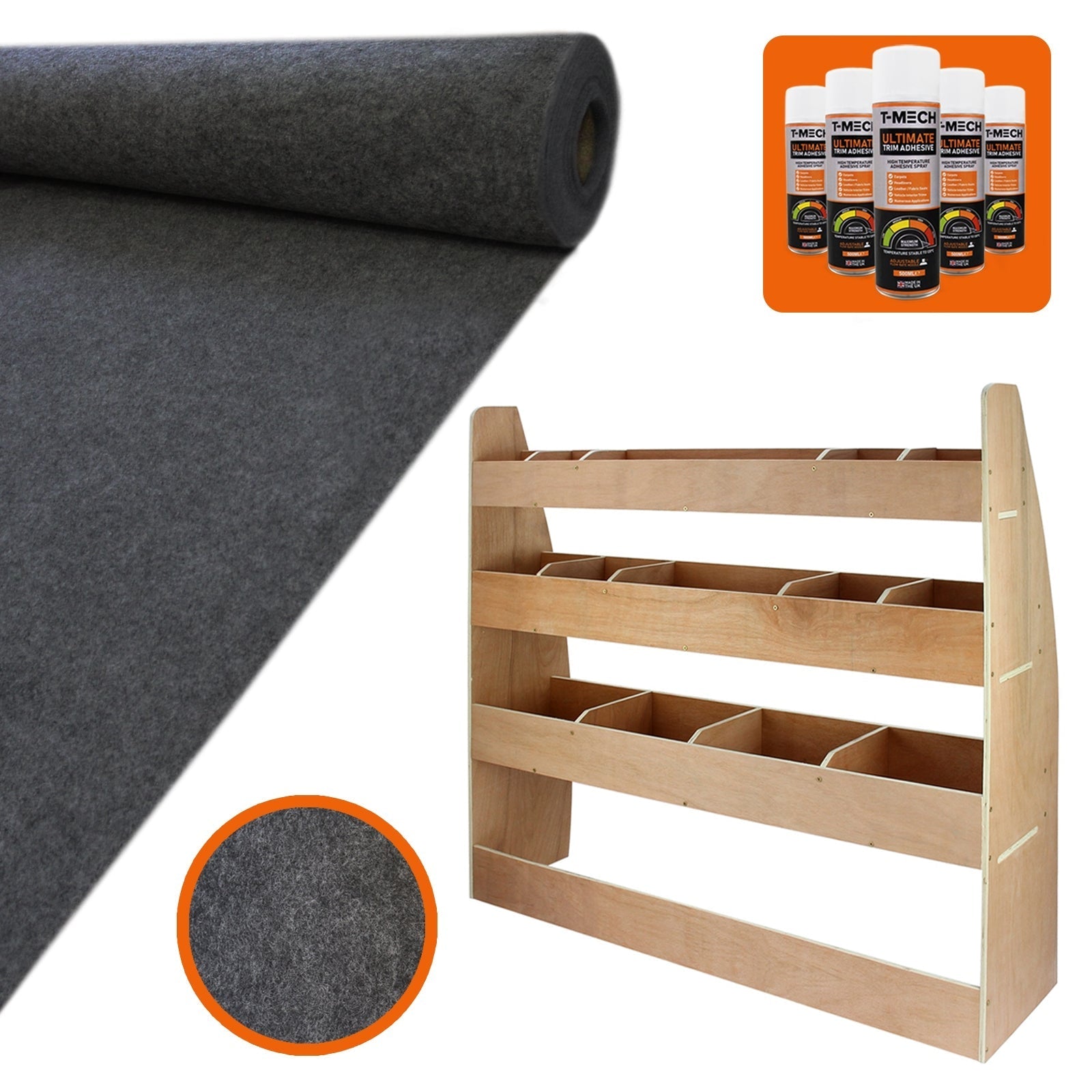 11m² Anthracite Van Lining Kit with Adhesive and VW Caddy Rack