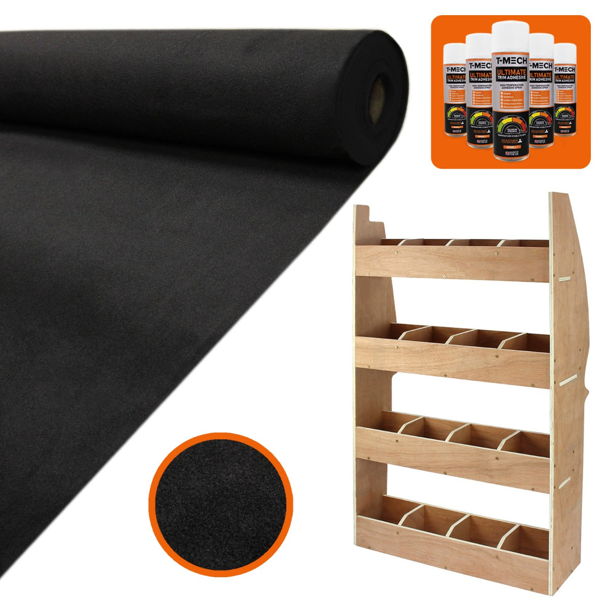 11 m² Black Van Lining and Citroën Berlingo Racking Unit