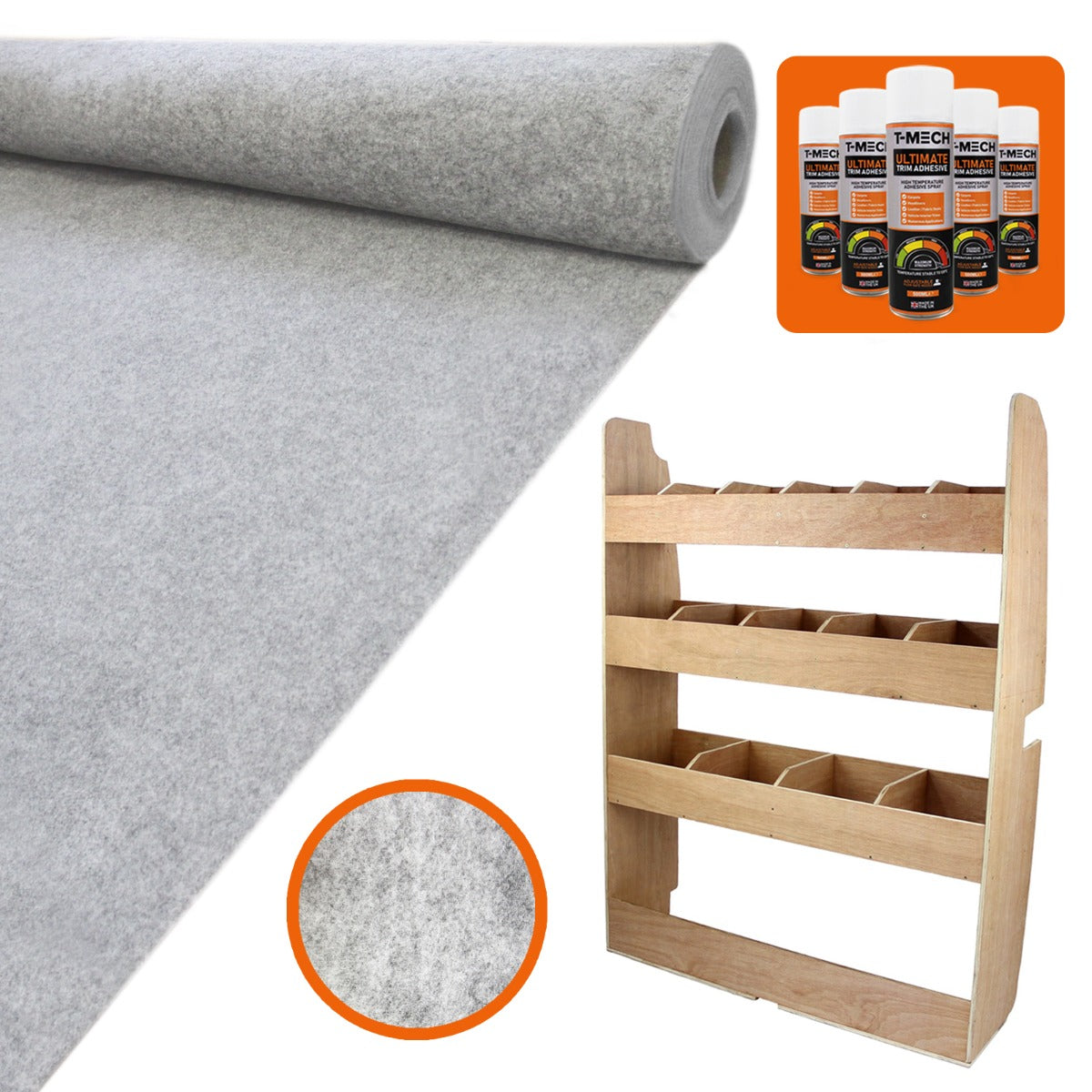 11m² Silver Grey Van Lining for Ford Transit Custom SWB and Van Racking Unit