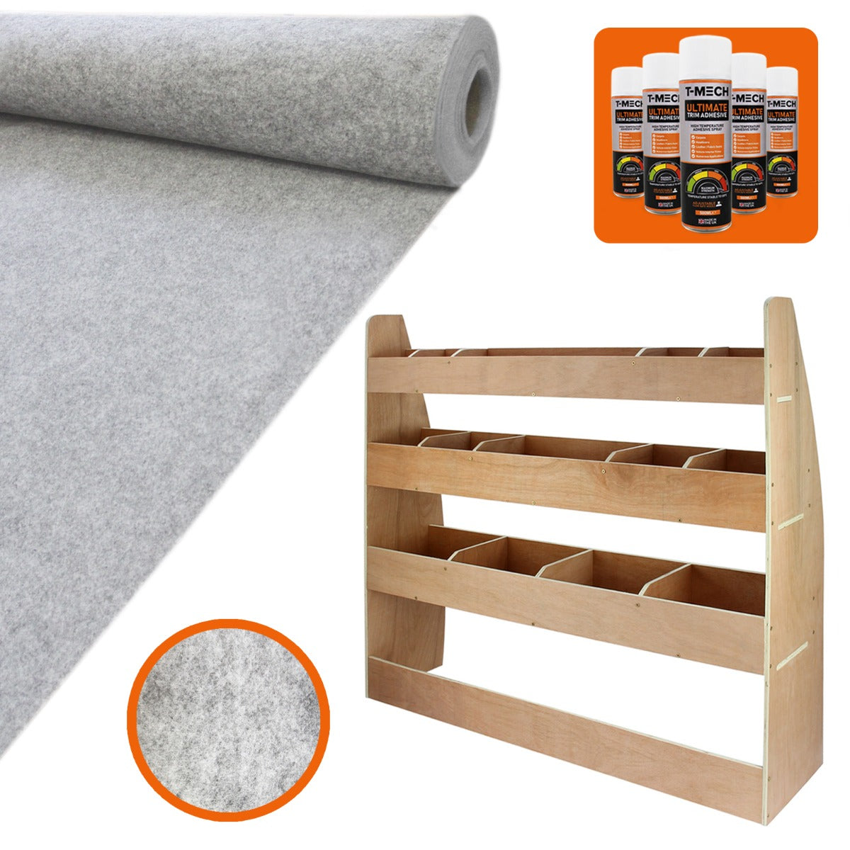 11 m² Silver Van Lining and VW Caddy Racking Unit