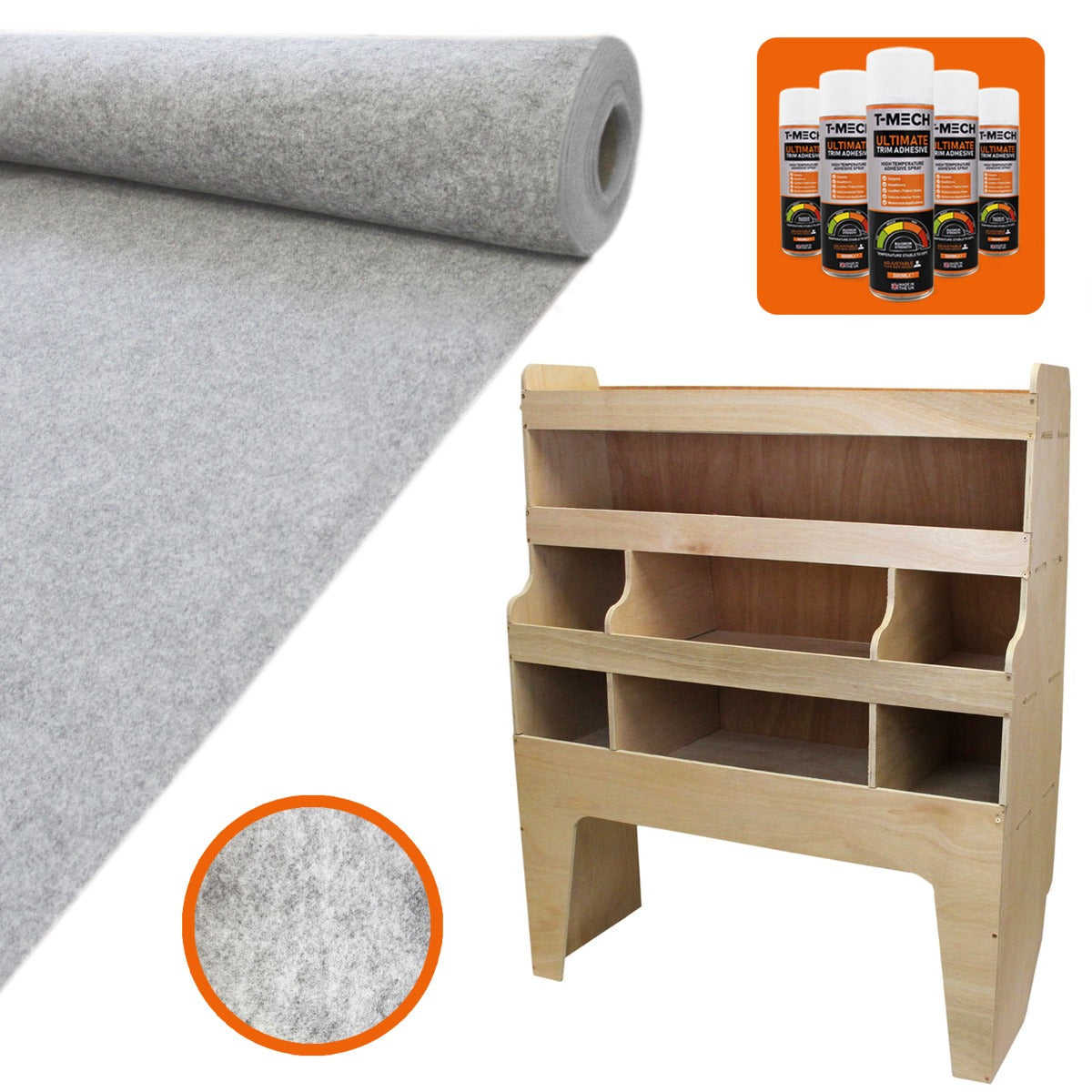 11 m² Silver Grey Van Lining & VW Transporter Racking Unit