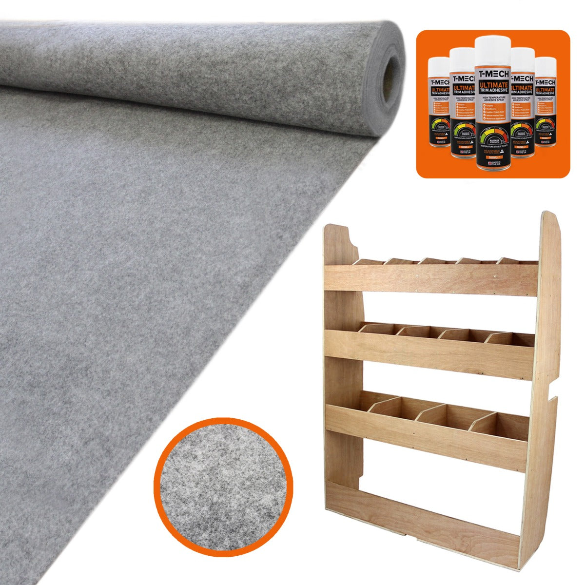 11 m² Smoke Grey Van Lining for Ford Transit Custom SWB and Van Racking Unit