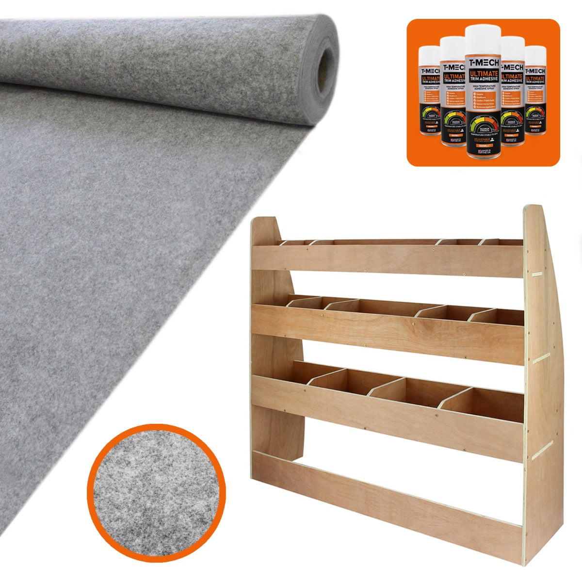 11 m² Smoke Grey Van Lining and VW Caddy Racking Unit
