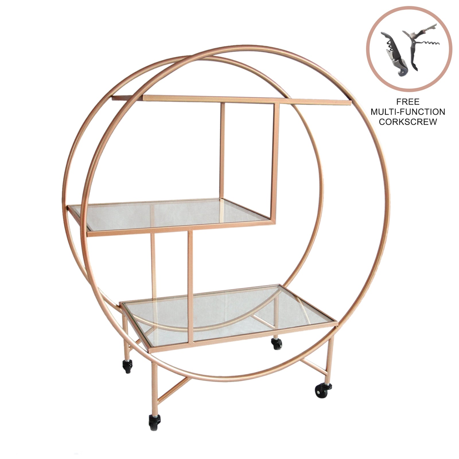 Rose Gold Bar Cart - Large Drinks Trolley