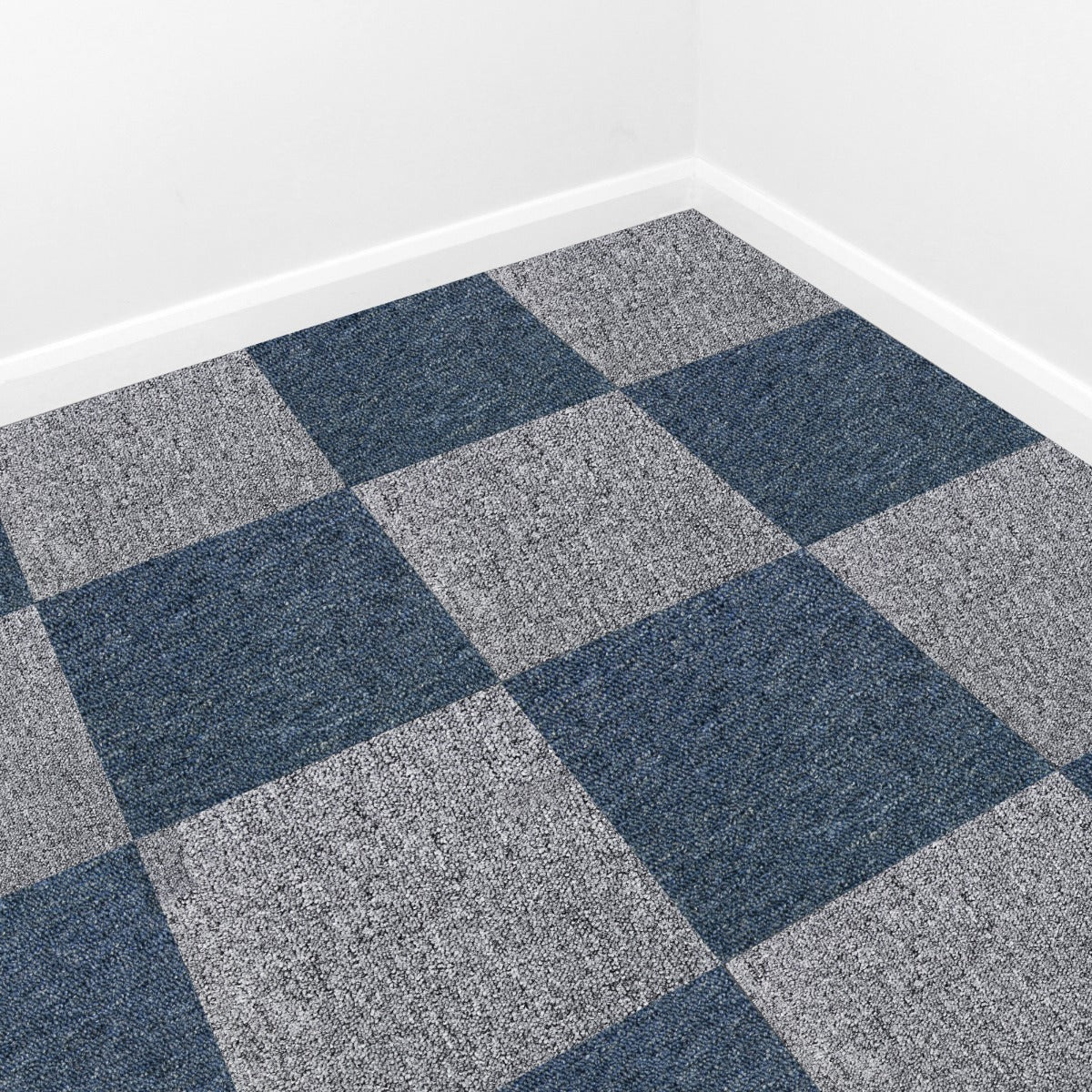 40 Carpet Tiles – 10 m² Coverage – Storm Blue and Platinum Grey Two-Tone