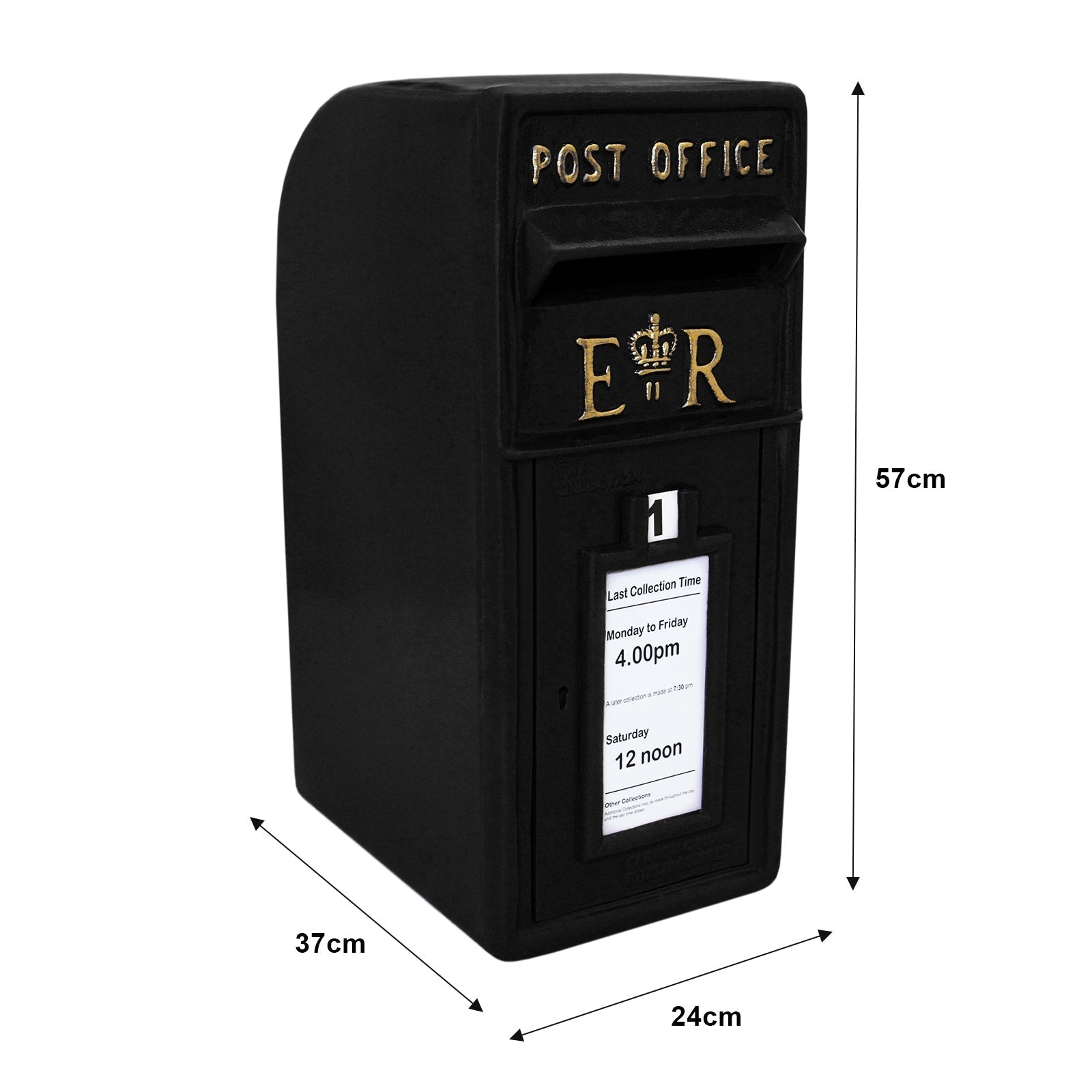 Black Royal Mail Post Box on a Stand