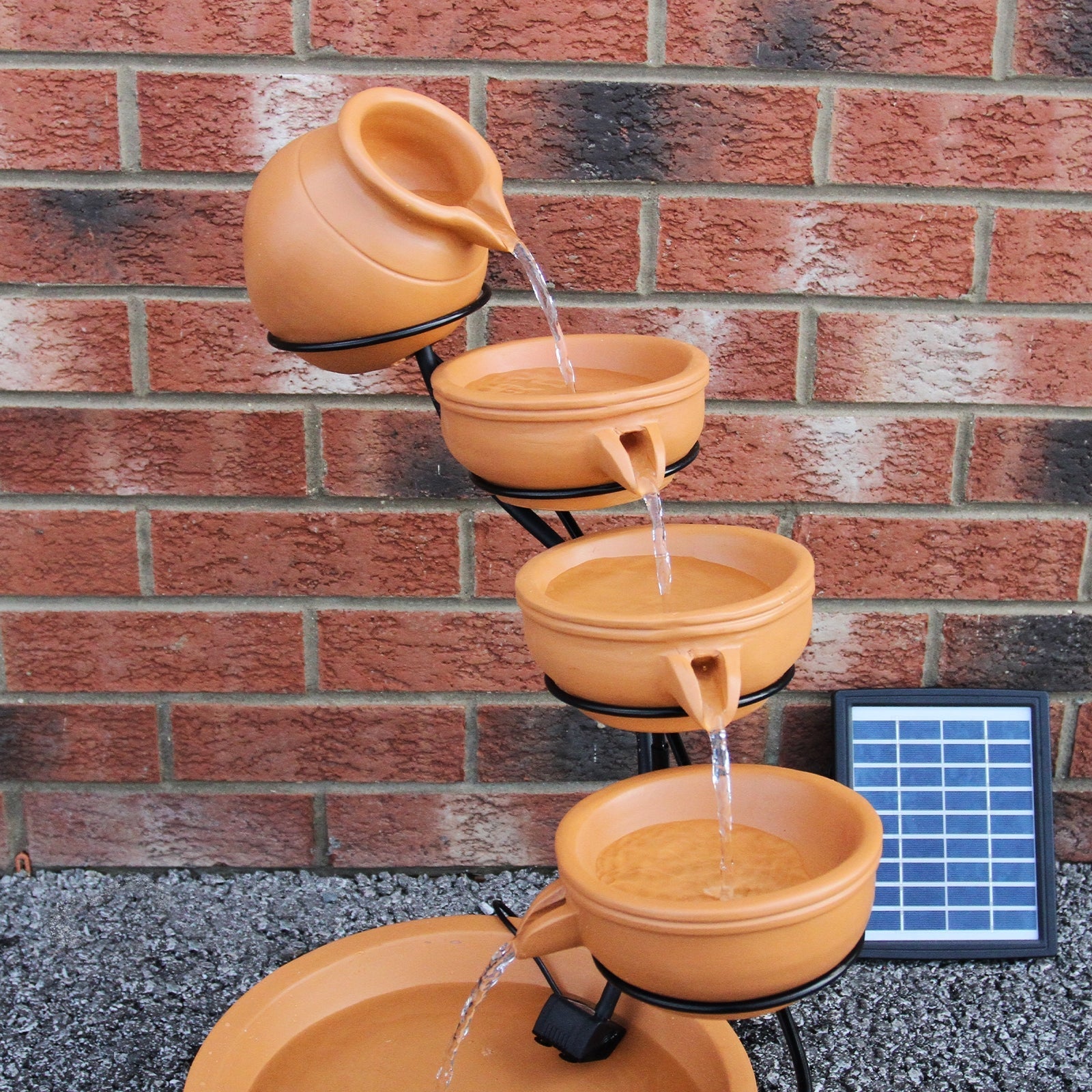 Terracotta 4-Tier Cascading Spilling Bowls Water Feature