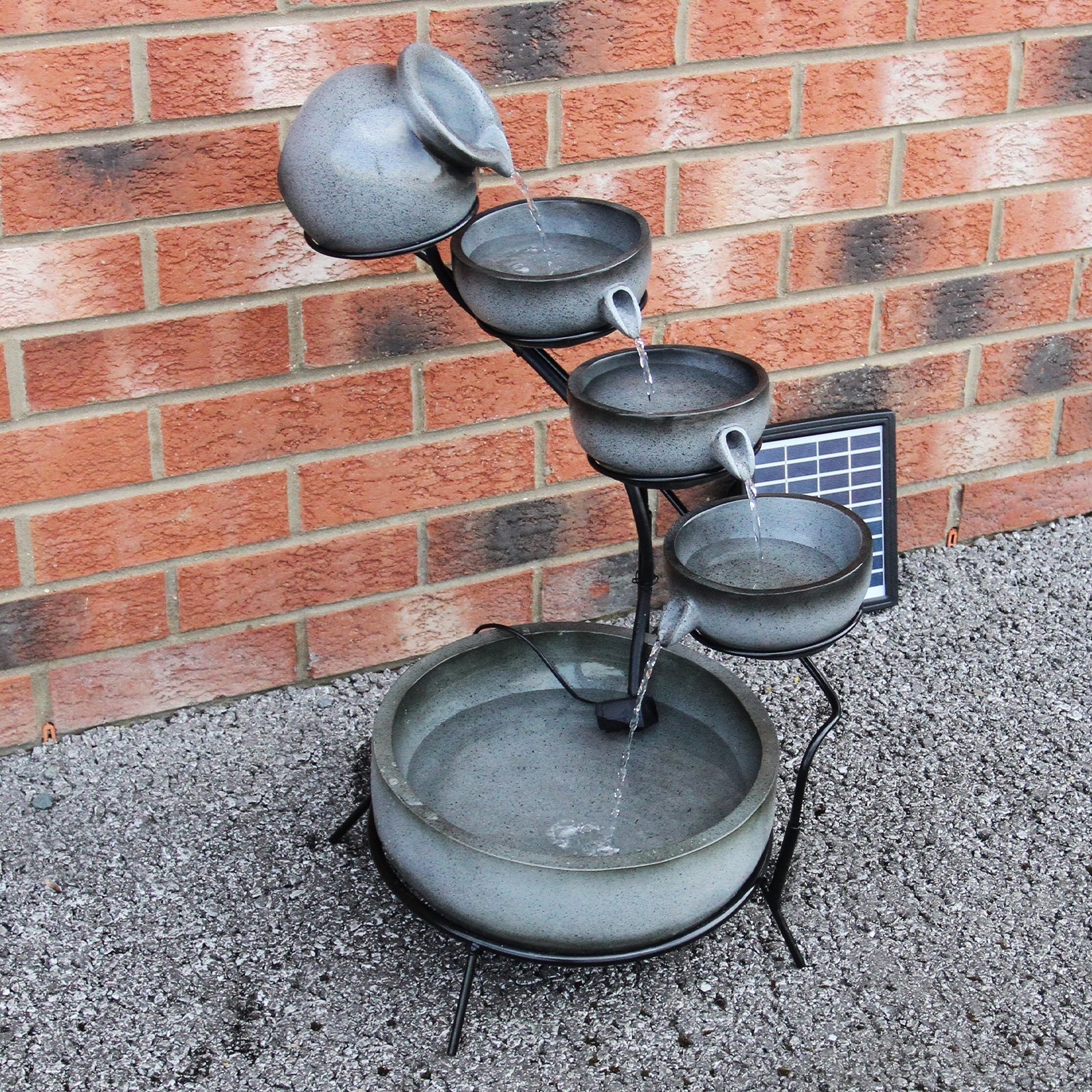 Grey 4-Tier Spilling Bowls Water Fountain