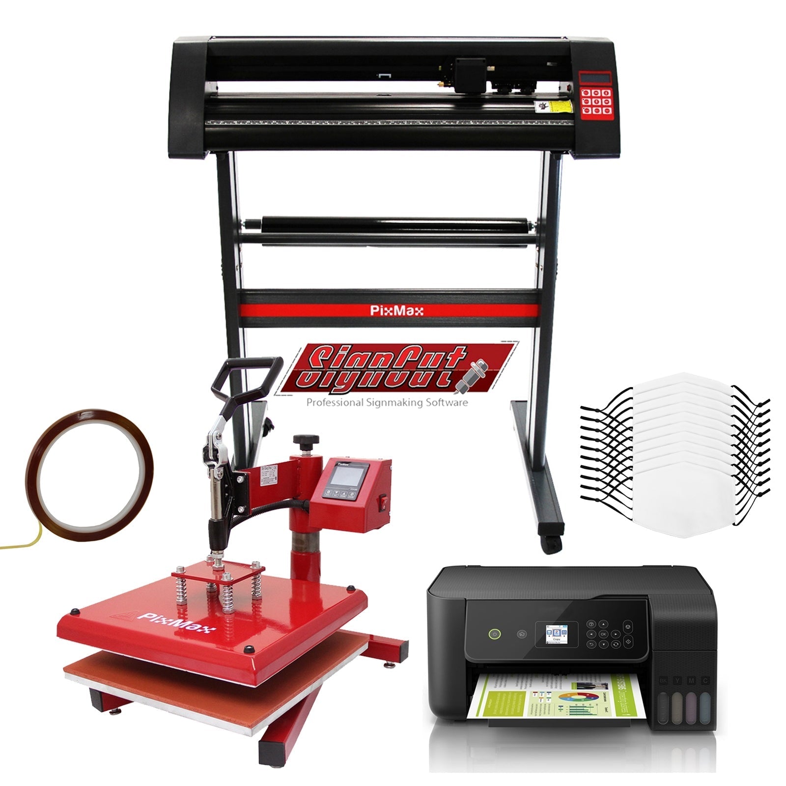 10 Face Masks Bundle with Swing Heat Press, EcoTank Printer, Vinyl Cutter, and SignCut Pro