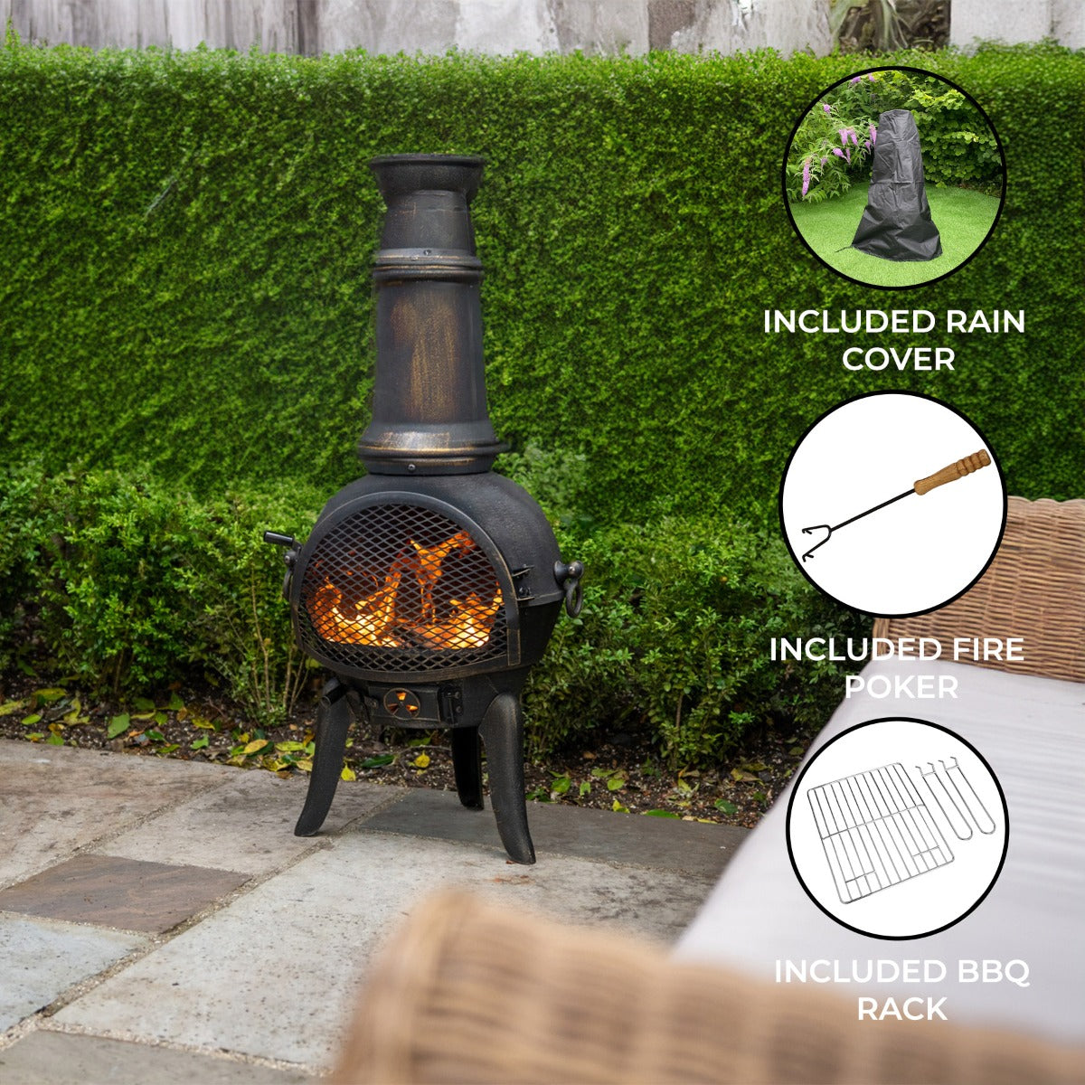 Outdoor Cast Iron Chiminea - Fire Pit