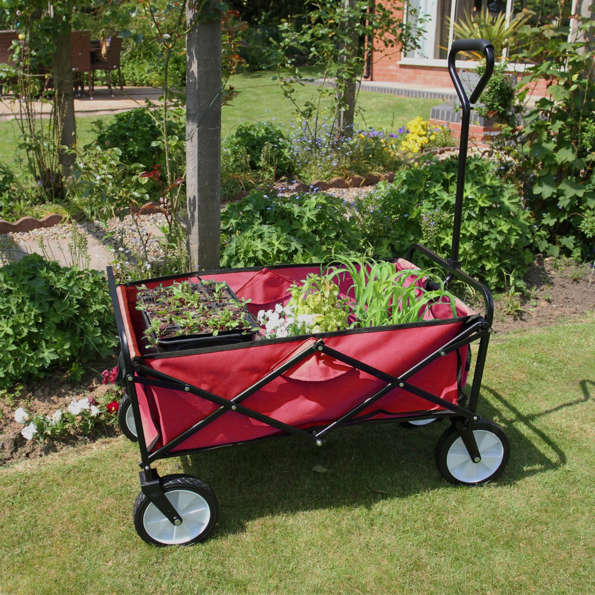 Red Foldable Garden Cart