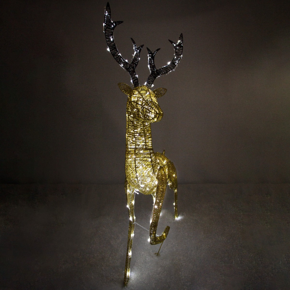 Light-Up Gold Reindeer Stag Decoration, 120 cm Tall, 200 Ice-White LEDs