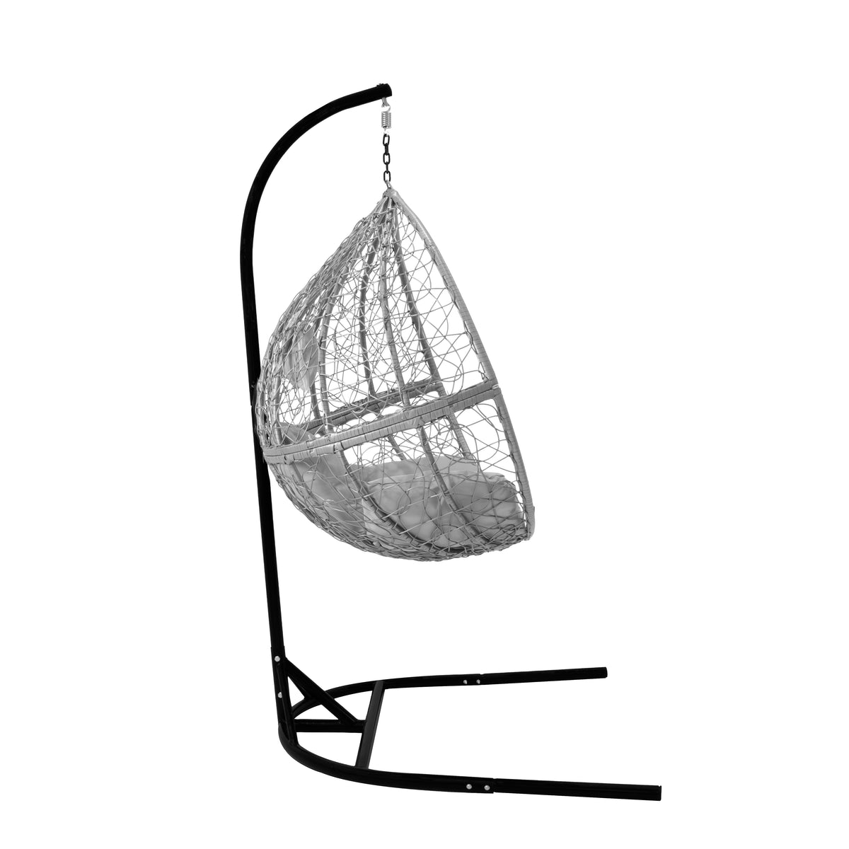 Hanging Rattan Egg Chair Set (2) - Grey