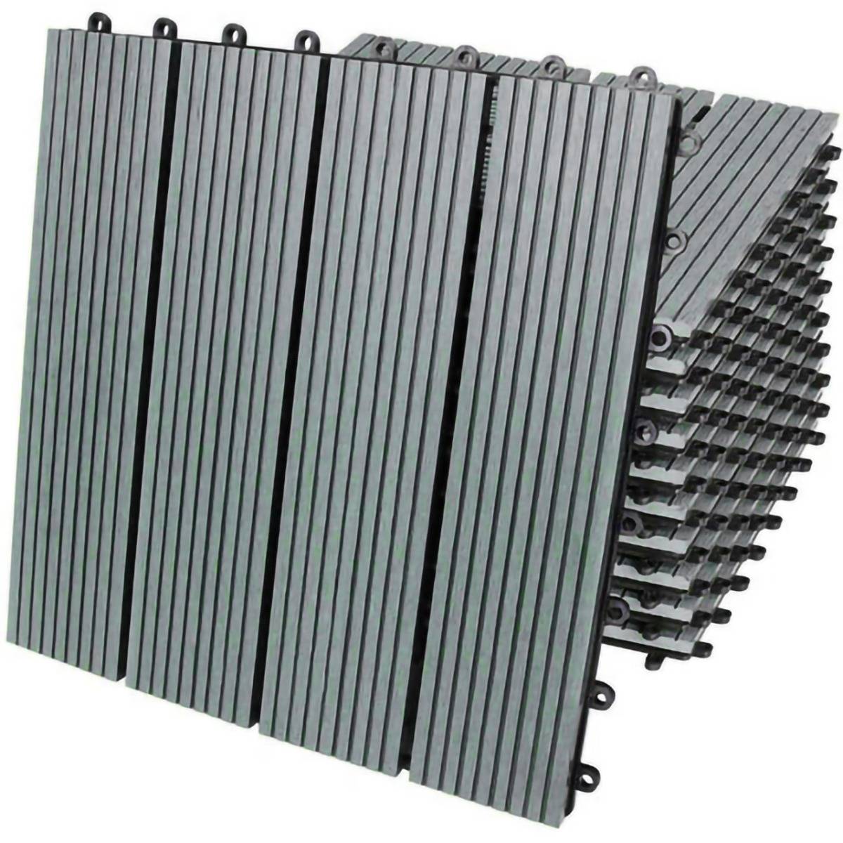WPC Decking Tiles 30x30 cm – 99 Pieces – Grey – Approximately 9 m² Coverage