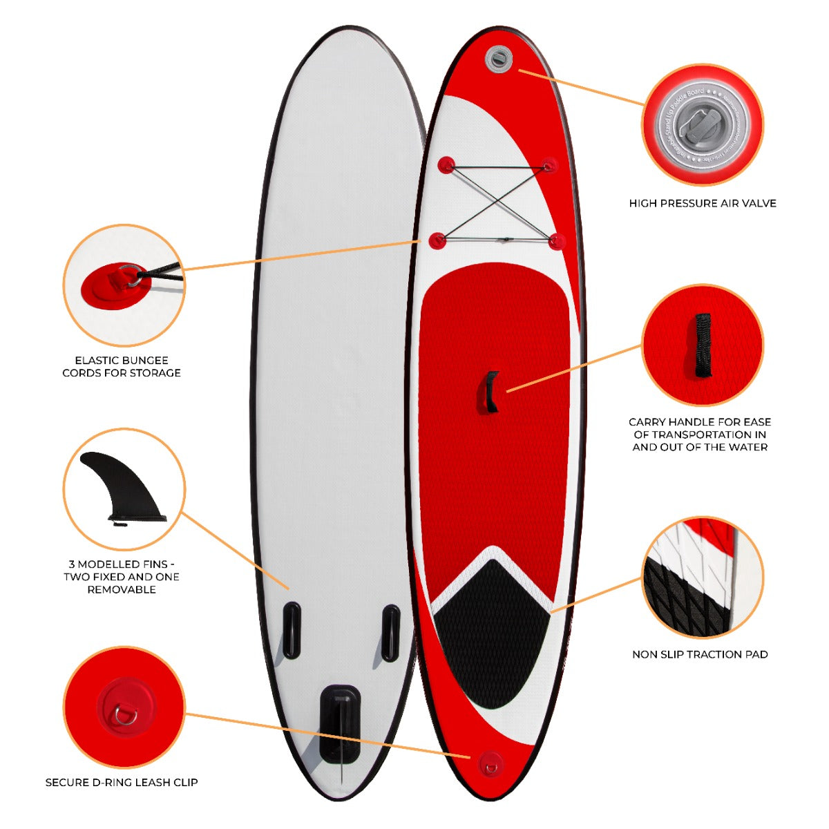 10 ft Red Inflatable Stand-Up Paddle Board (SUP)