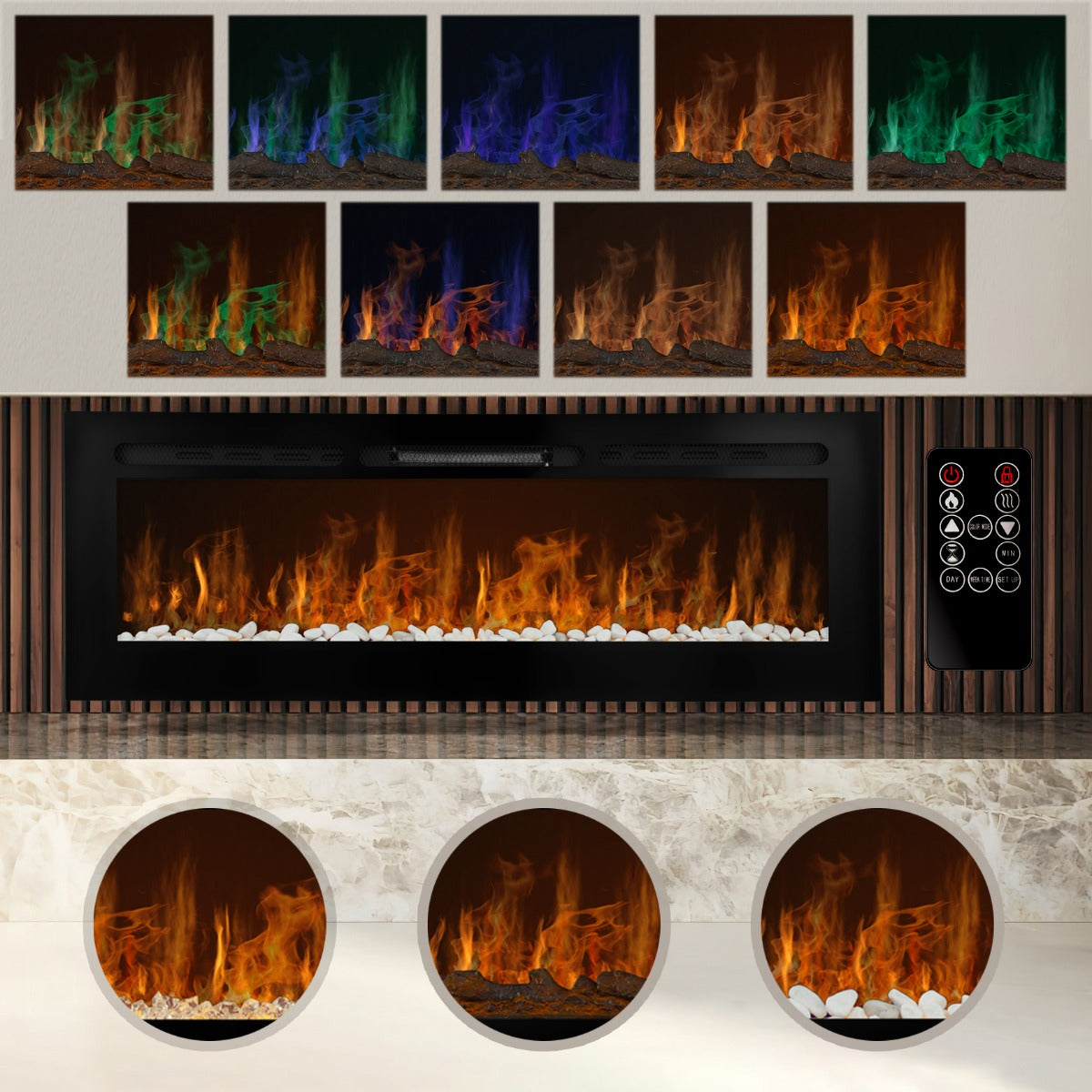 60-Inch Electric Inset Fireplace