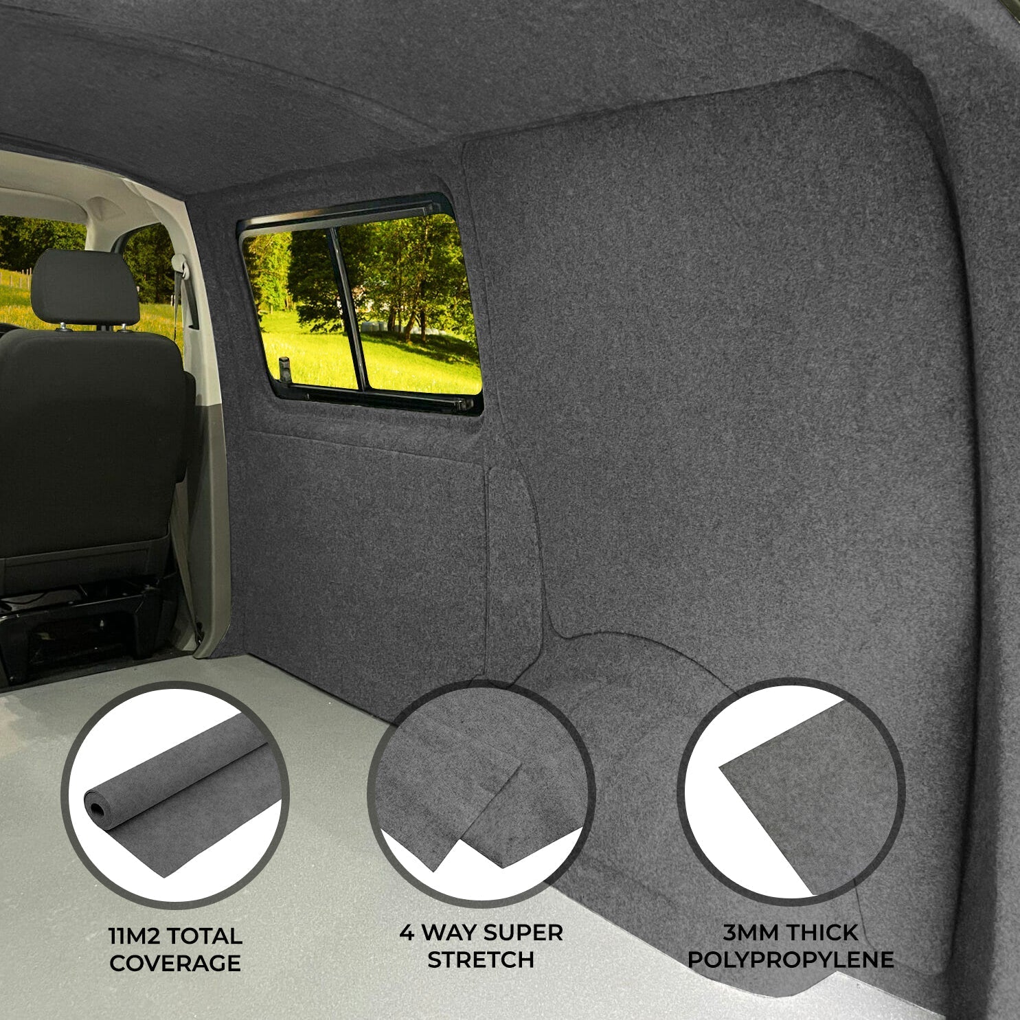 Smoke Grey Van Carpet Lining