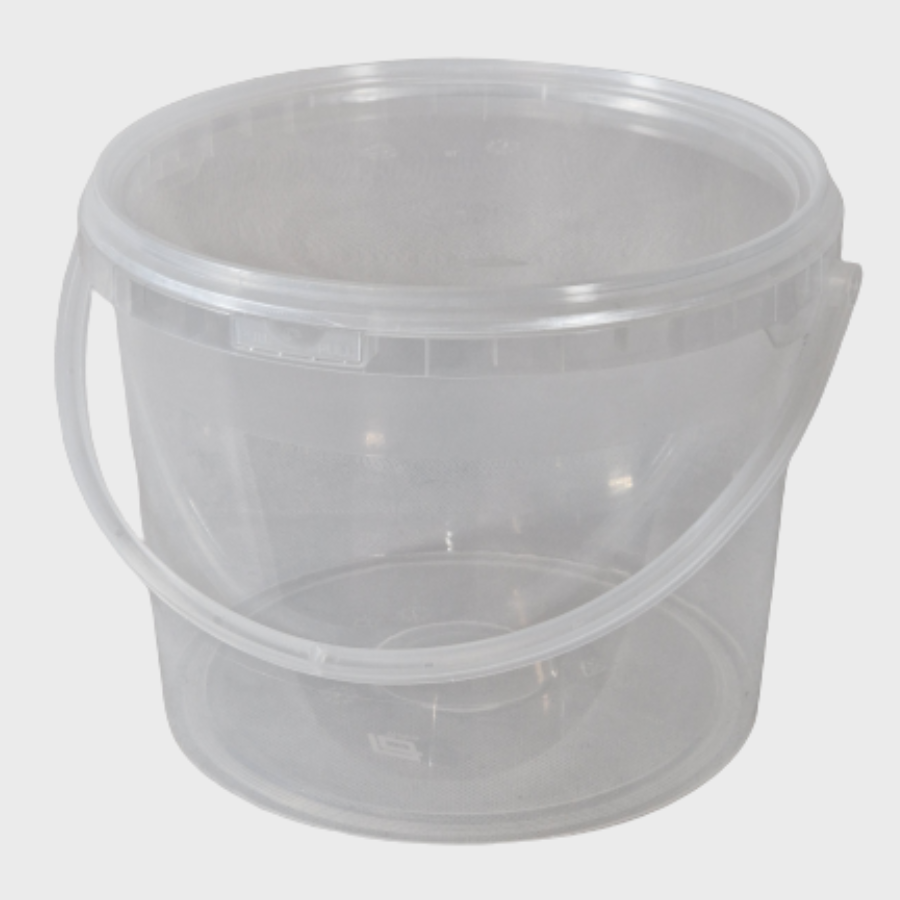 5L Plastic Bucket Tub MultiPurpose Storage Container Clear w/ Lid Carry Handle