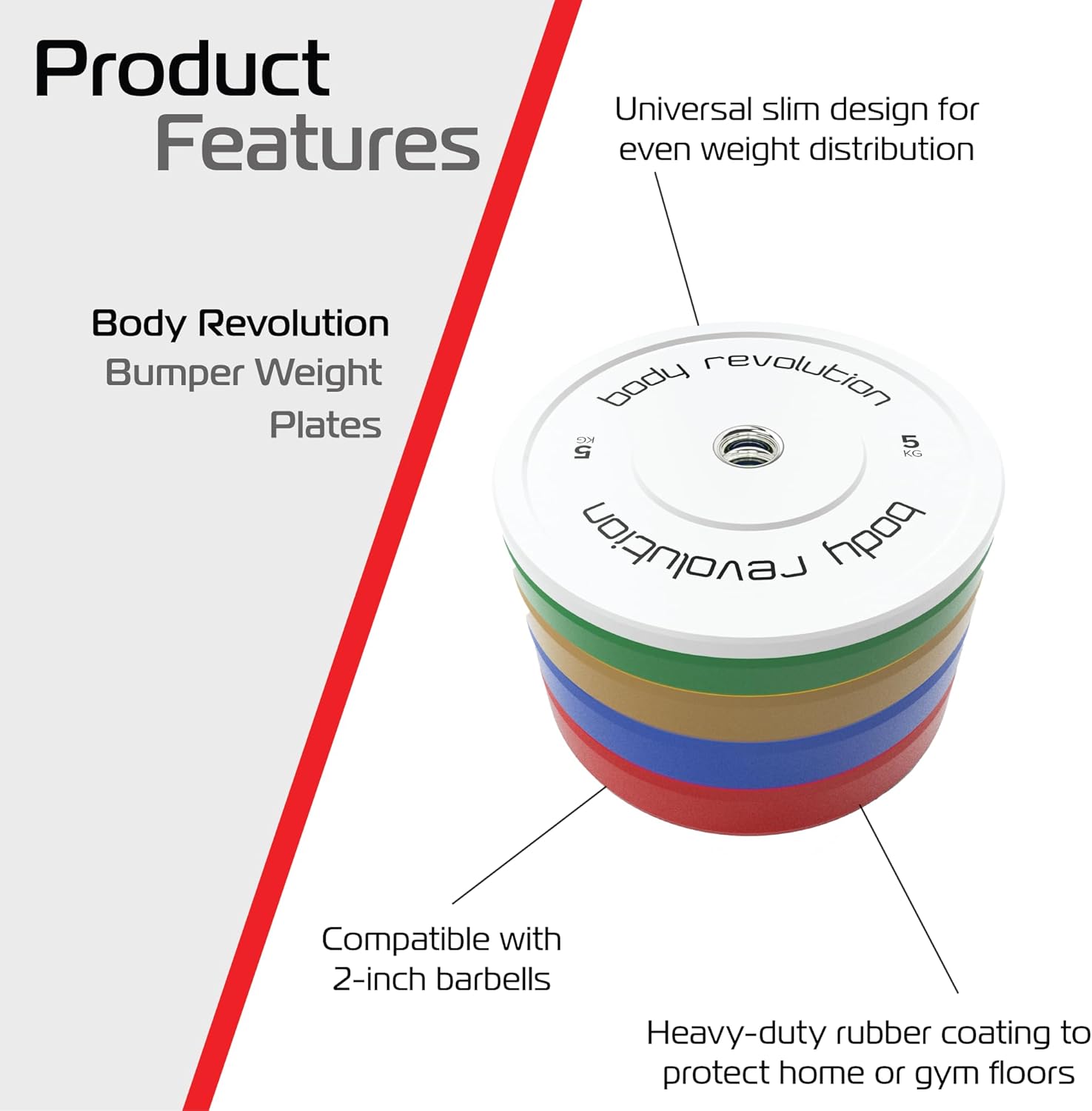 Body Revolution 2 x 25 kg Red Olympic Bumper Plates
