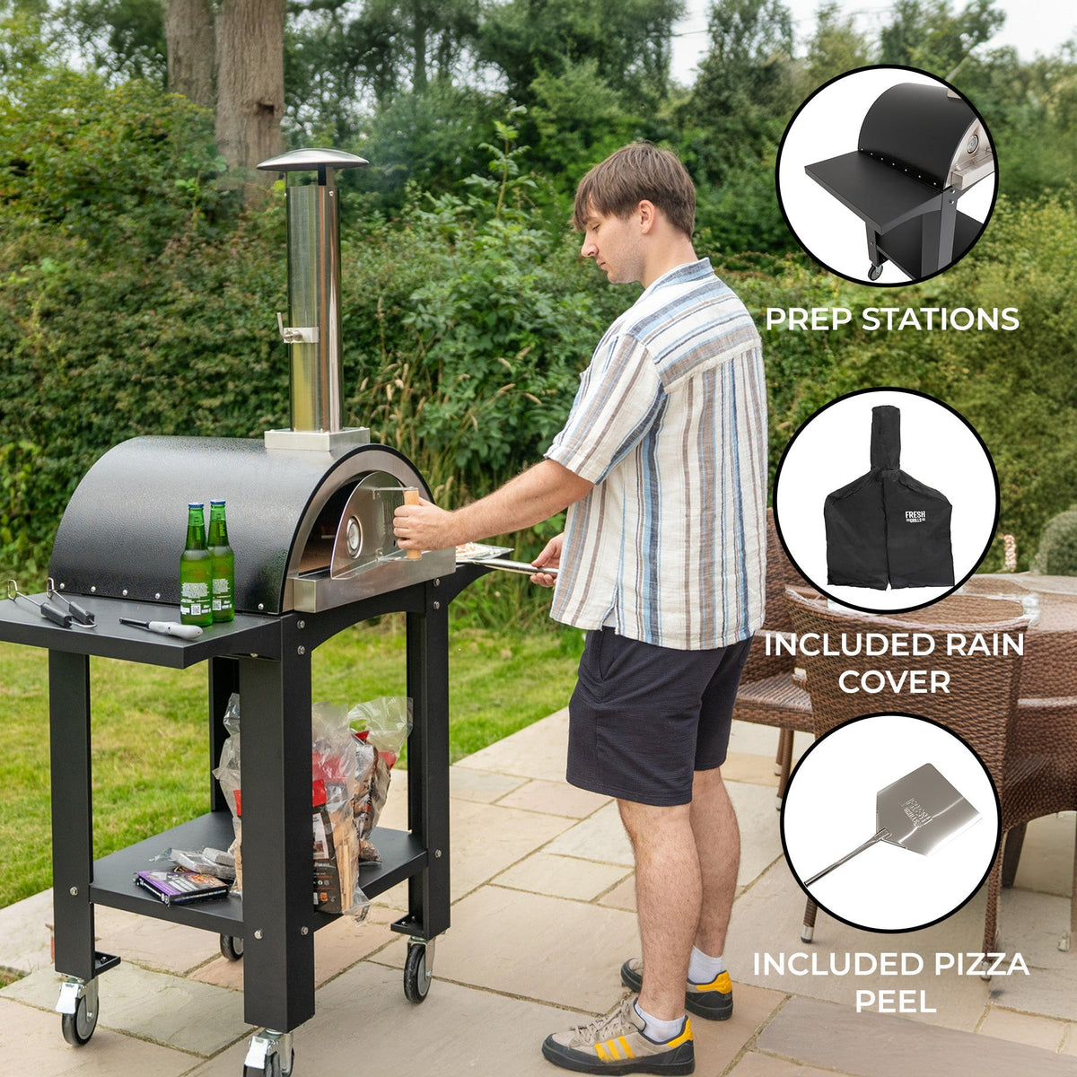 Fresh Grills Free-Standing Extra-Large Pizza Oven with Prep Stations