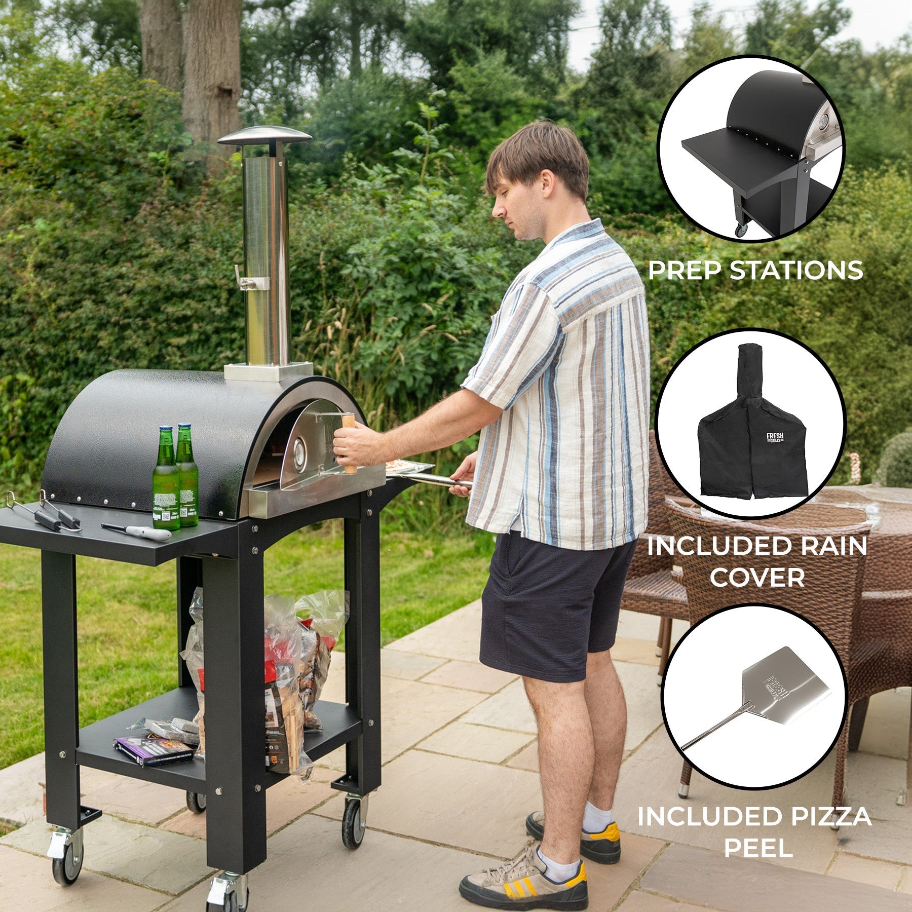 Fresh Grills Free-Standing Extra-Large Pizza Oven with Prep Stations