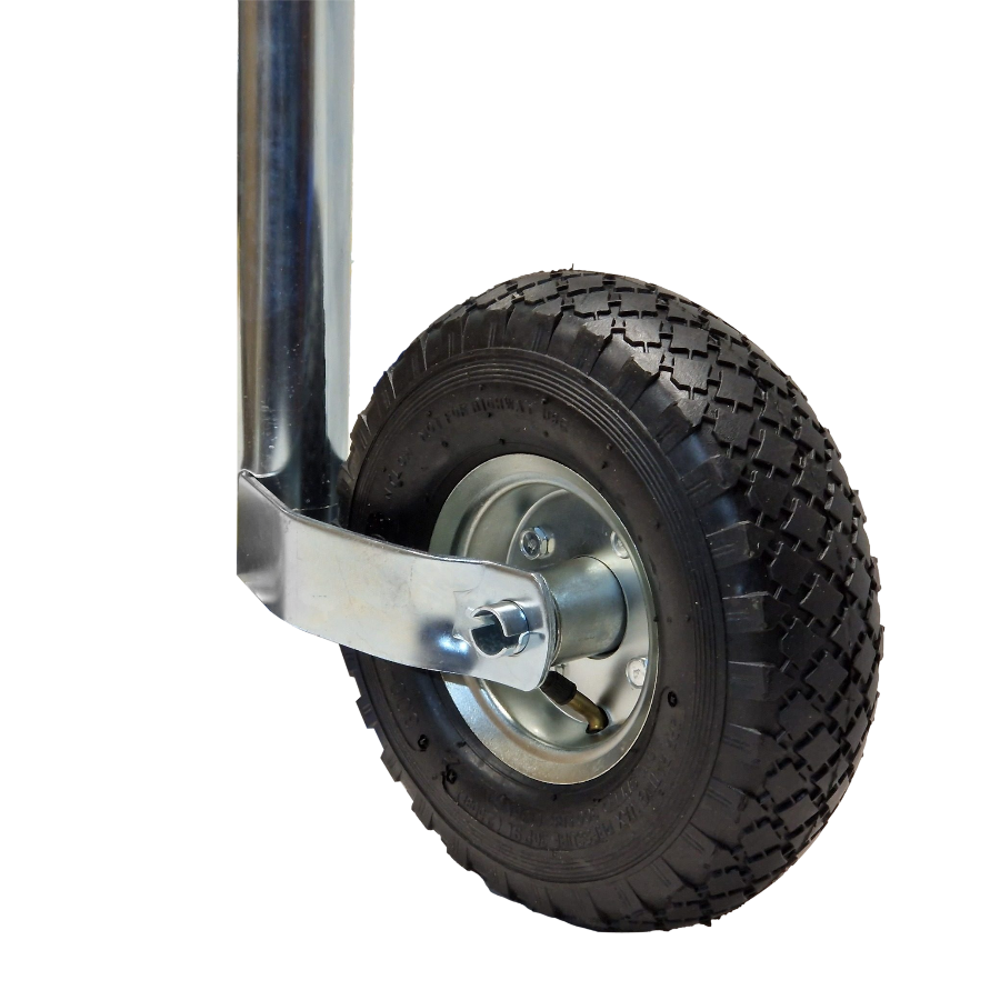 Jockey Wheel w/ Balloon Tyre - Telescopic 48mm Tube Trailer Stand Max Load 150kg