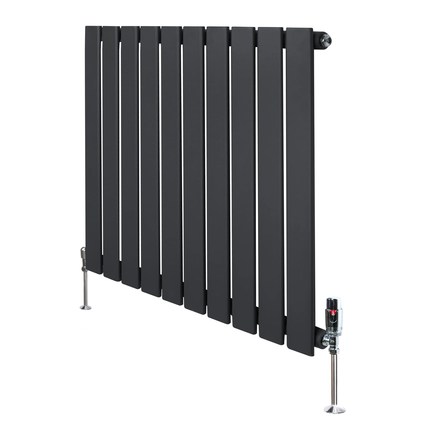 Flat Single Column Radiator & Valves – 600mm x 700mm – Anthracite Grey