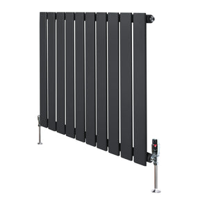 Flat Single Column Radiator & Valves – 600mm x 700mm – Anthracite Grey