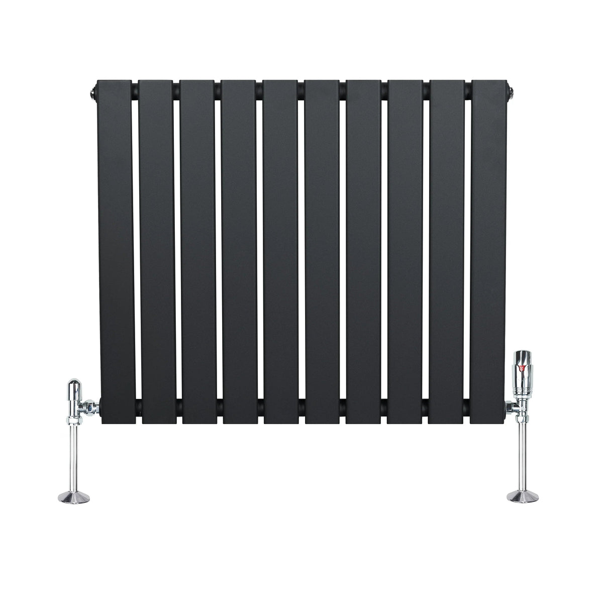 Flat Single Column Radiator & Valves – 600mm x 700mm – Anthracite Grey