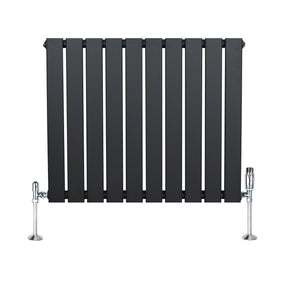 Flat Single Column Radiator & Valves – 600mm x 700mm – Anthracite Grey