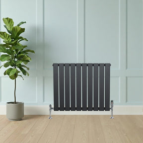 Flat Single Column Radiator & Valves – 600mm x 700mm – Anthracite Grey