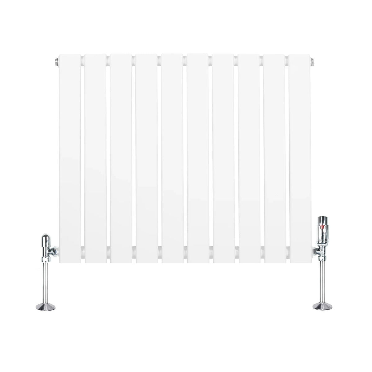 Flat Single Column Radiator & Valves – 600mm x 700mm – White