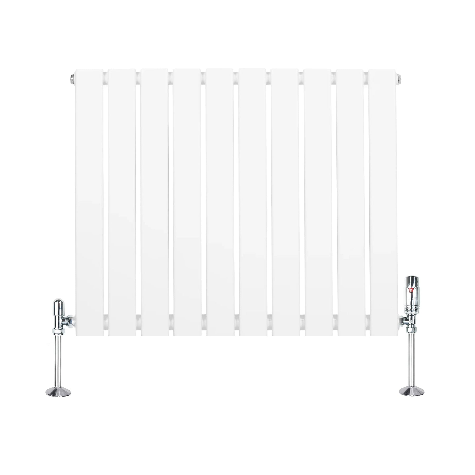 Flat Single Column Radiator & Valves – 600mm x 700mm – White