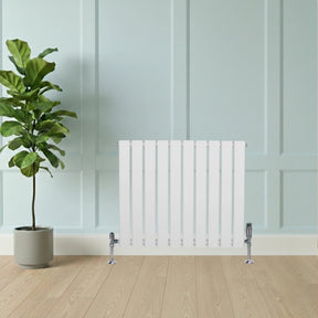 Flat Single Column Radiator & Valves – 600mm x 700mm – White