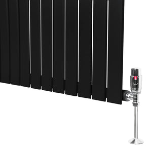 Flat Single Column Radiator & Valves – 600mm x 700mm – Black