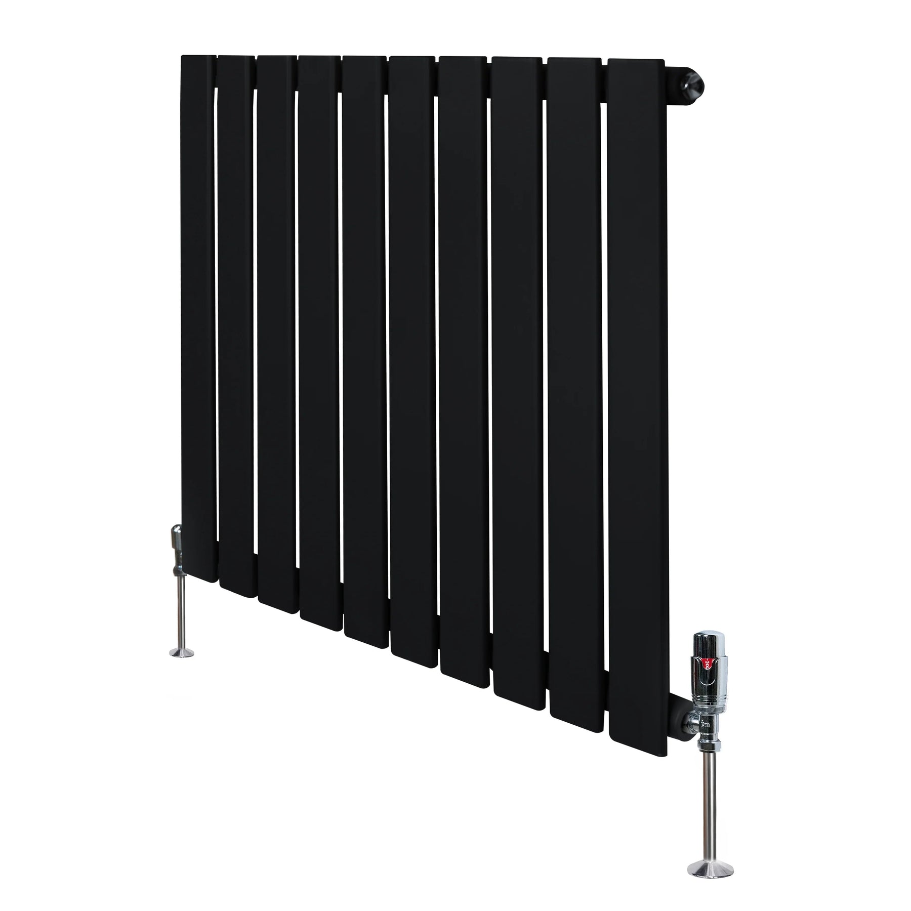 Flat Single Column Radiator & Valves – 600mm x 700mm – Black