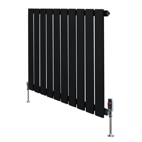 Flat Single Column Radiator & Valves – 600mm x 700mm – Black