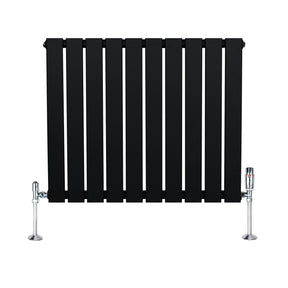 Flat Single Column Radiator & Valves – 600mm x 700mm – Black