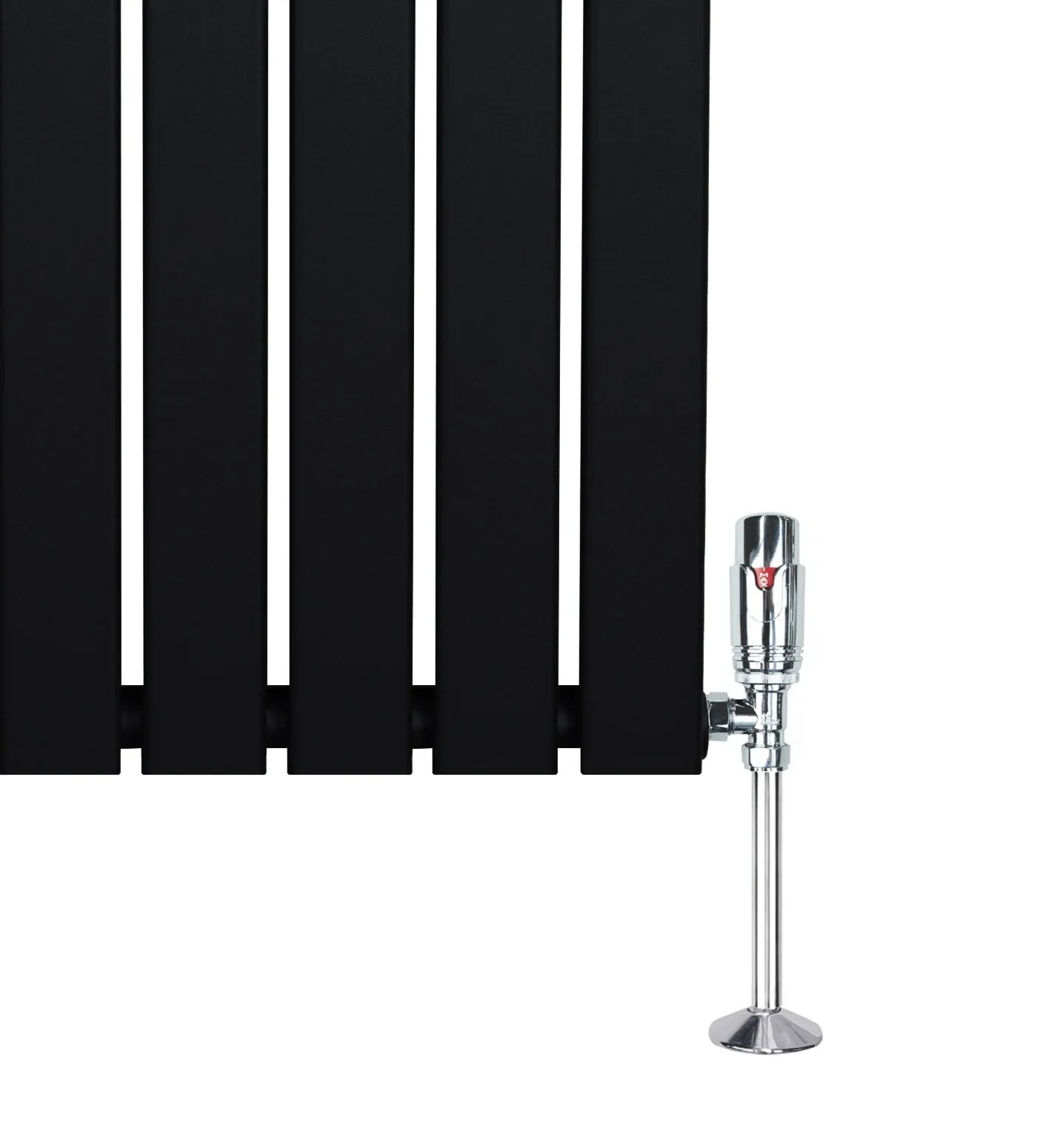 Flat Single Column Radiator & Valves – 600mm x 700mm – Black